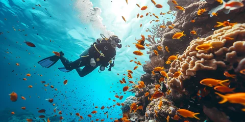 Foto op Plexiglas Scuba Diver over Reef  © rouda100