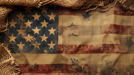 Traditional American Heritage: Old Textile USA Flag as Patriotic Background