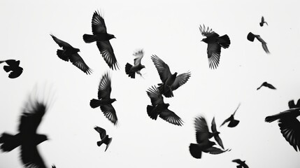 Isolated objects flying in unison AI generated illustration