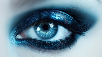 Close up of a womans eye with smokey eye makeup