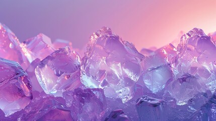 Luminous ice sculptures blending seamlessly with a gradient of pink and lavender  AI generated illustration