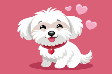 A bichon Bolognese dog send kisses with love