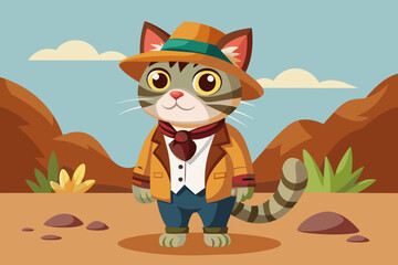 Paleontologist Cat Vector 