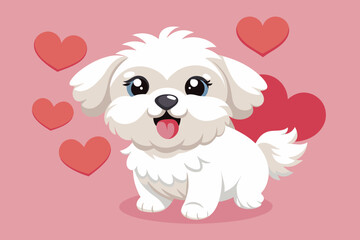 A bichon Bolognese dog send kisses with love