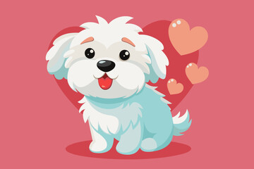A bichon Bolognese dog send kisses with love