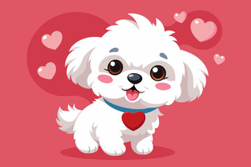A bichon Bolognese dog send kisses with love