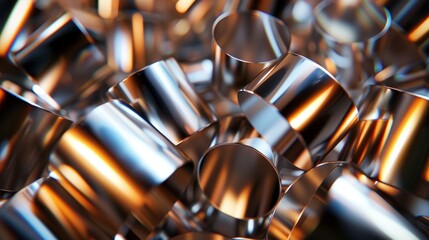Metallic cylinders rotating eerily AI generated illustration