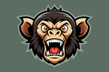 Angry Chimpanzee Head Icon Illustrations & Vectors
