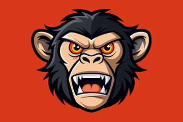 Angry Chimpanzee Head Icon Illustrations & Vectors