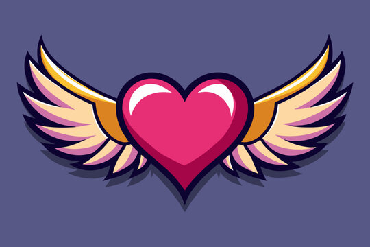 Corazon Con Alas Vector Illustration 