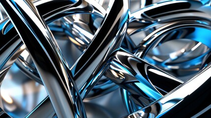 Abstract Chrome Tangled Loops Background in High Resolution