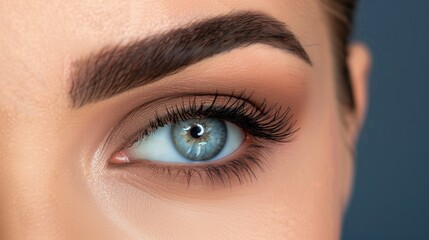 Naklejka premium Close up of a womans eye with smokey eye makeup