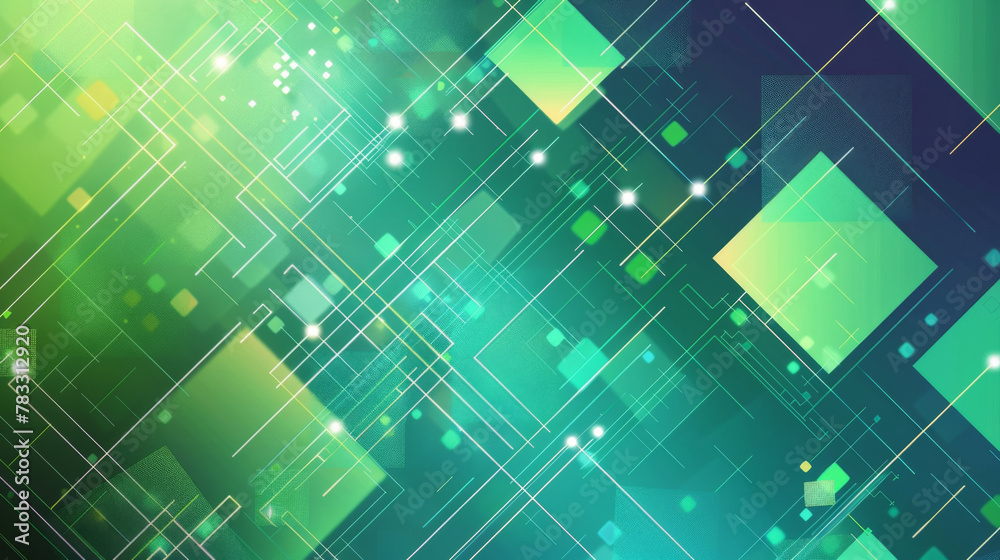 Poster Futuristic abstract background of digital technology with glowing circuit lines and geometric shapes