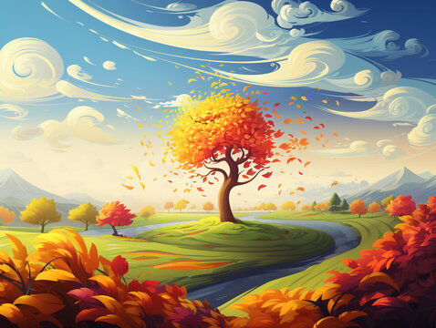 Abstract background with autumn trees