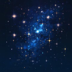 Background from the starry sky with bright orange stars, blurred sky, night sky with stars