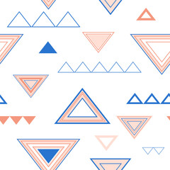 Seamless pattern of triangles. Geometric triangles. Bright seamless pattern. Design of fabric, wallpaper, wrapping paper. Vector