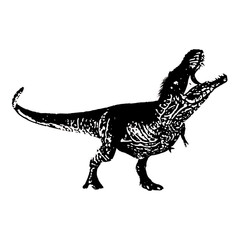 black and white drawing dinosour
vector illustration

