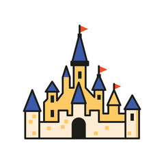 Fairytale Castle Icon in Flat Design