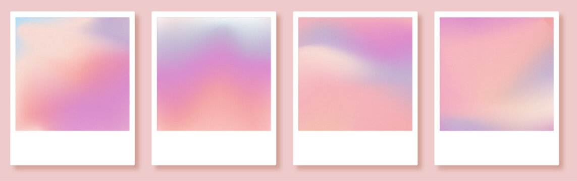 Polaroids soft pink purple gradient wave with noise set