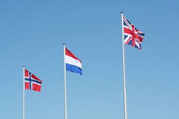 country flags Norway, Netherlands, United Kingdom