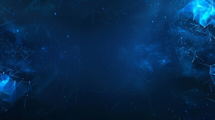 Abstract tech background with network lines and nodes on a cosmic backdrop