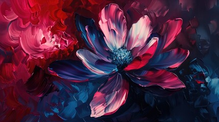 Abstract flowers painted on canvas, a vibrant floral artwork