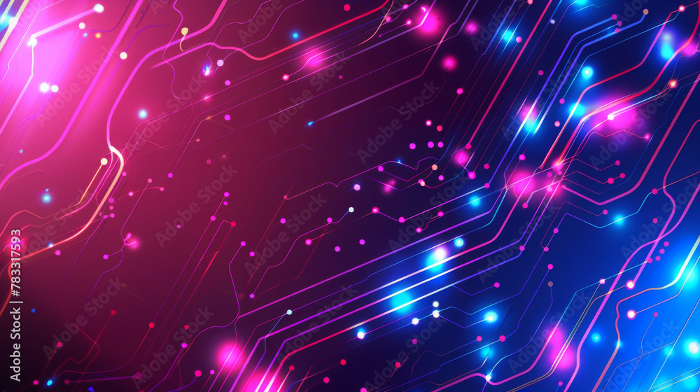 Aufkleber Vibrant futuristic circuitry abstract background with neon glow lines and vibrant pink and blue colors representing modern technology and innovation in digital electronics and connectivity