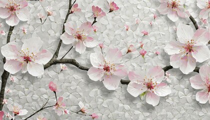 A simple background with a rough pattern on the wall using beautiful cherry blossom petals.