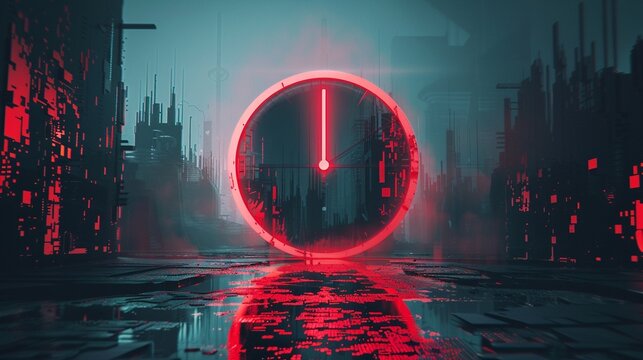 A countdown clock ticking towards the next zeroday exploit, looming ominously over a digital landscape , 3d vecter graphic, deep white gradient background