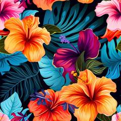 Tropical Floral Explosion, Vibrant Colors, Exotic Background