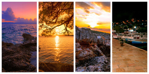 amazing  summer collage from 4 images in Croatia, Europe, wonderful nature scenery ...exclusive -...