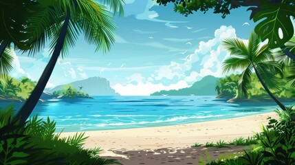 Tropical and Beach Island Landscape Beautiful View AI generated