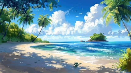 Tropical and Beach Island Landscape Beautiful View AI generated