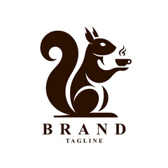 The logo of a squirrel holding a coffee cup