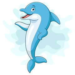 Cartoon dolphin on white background