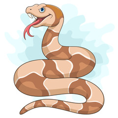 Cartoon copperhead snake on white background