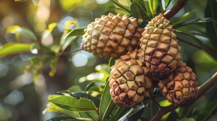 Typical Brazilian fruit ata or pine cone or pine fruit or fruit of the count - obrazy, fototapety, plakaty