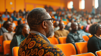 Mature African-American Man Wearing Glasses at a Conference Event
