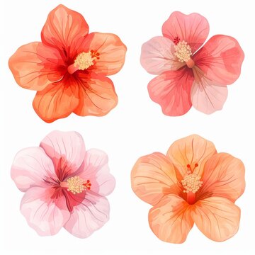set of watercolor flowers