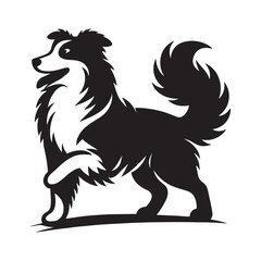 Obraz premium A Dog Silhouette Vector Art Illustration. Black and White Dog with White Background.