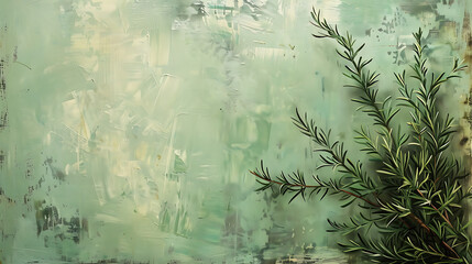 rosemary on green background