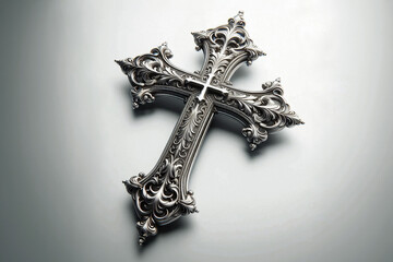 Cross Crucifix silver against a white background