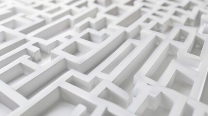 Endless Complexity: A 3D Maze - Aerial view of an intricate and endless 3D white maze.