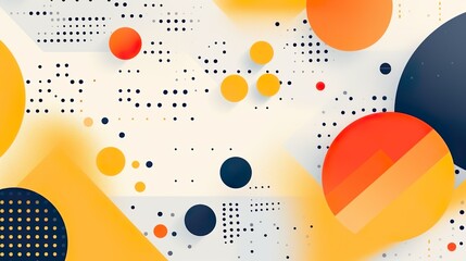 Bright, colorful composition of abstract dots and geometric circles against a modern artistic backdrop