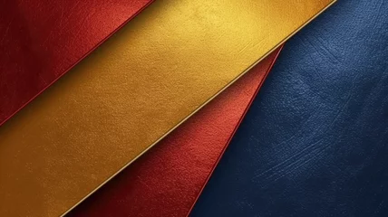  The abstract background of metal texture with empty space in navy blue, golden yellow, and deep red colors. 3D illustration of exuberant. generative AI © Summit Art Creations