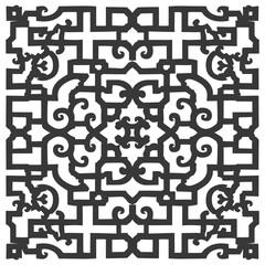 Obraz premium Silhouette of classical Chinese window lattice pattern black color only
