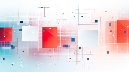 A contemporary digital art image with red squares on a grid, reflecting the interconnected nature of modern technology and communication