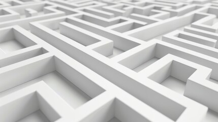 Endless Complexity: A 3D Maze - Aerial view of an intricate and endless 3D white maze.