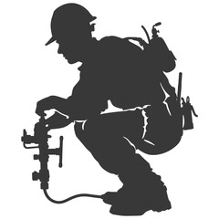 Silhouette Plumber in action full body black color only