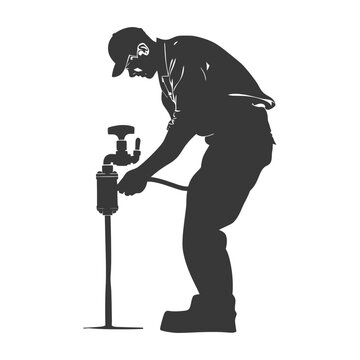 recommend clip art: Silhouette Plumber in action full body black color only